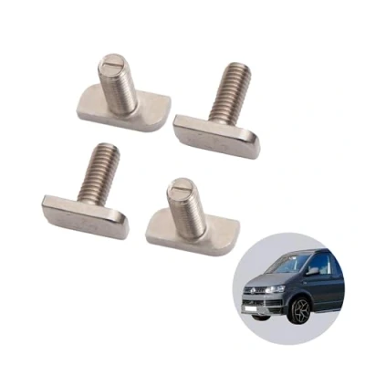Afbeelding van 040Parts Roestvrijstalen T schroef set van 4 voor rails met C profiel VW T5 T6 T6.1 en Camper hamerkopschroef