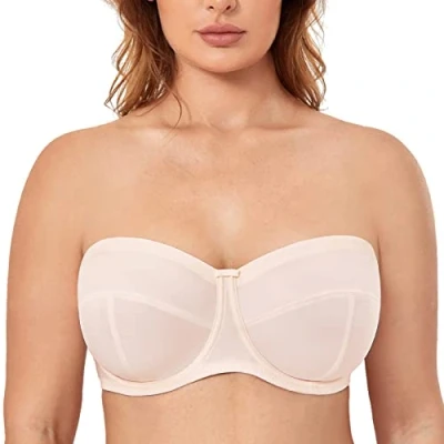 Afbeelding van DELIMIRA Strapless bh Voor Dames Grote Maat Converteerbaar Met Beugel Niet Gewatteerd Roze Wit 95G