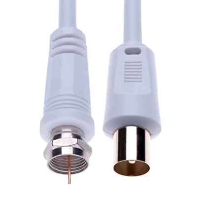 Afbeelding van Coaxkabel F stekker naar RF m kabel voor satelliet Freesat Sky Virgin BT TV HDTV DVB DVD Radio/Coax Aerial Freeview Coaxiale Coax Antenne Adapter Kabeltelevisie 0,5 Wit