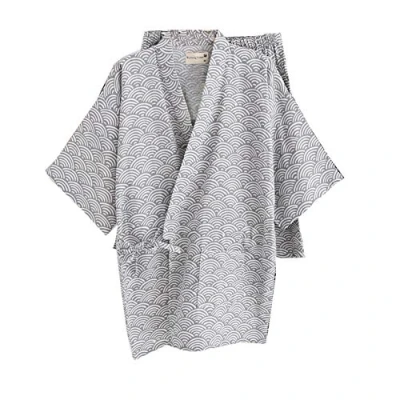 Afbeelding van un brand Japanse pyjama met korte mouwen Yukata Kimono Wave, Lichte Kleur02, L
