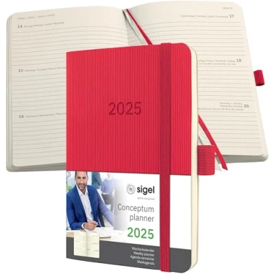 Afbeelding van Weekagenda Conceptum A6 2025 (NL/FR/EN/DU) red Softcover
