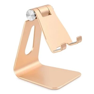 Afbeelding van Bidponds Telefoonstandaard, verstelbare mobiele telefoonstandaard voor bureau,Aluminiumlegering telefoonhouder bureau, goud