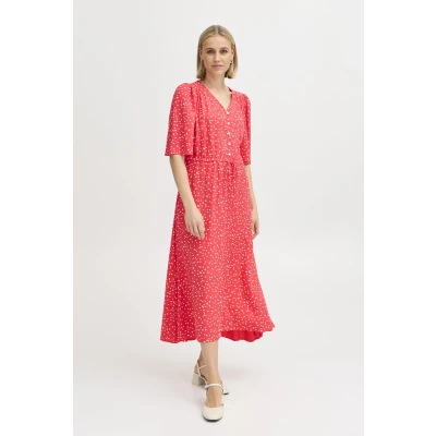 Afbeelding van Fransa Kamma Jurk, Dames, Maat: Large, Teaberry aop