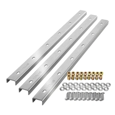 Afbeelding van SOTECH Noklijsten 3 stuks U vormig echt roestvrij staal 60 x 4 2 cm voor tafelbladen / incl. bevestigingsschroeven en inschroefhulzen Verstevigingsprofiel
