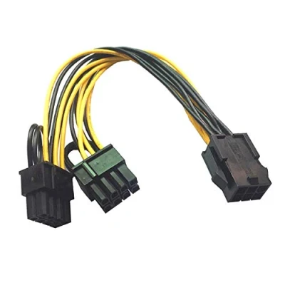 Afbeelding van Bolwins R01S Grafische kaart Power Adapter 6pin PCIe naar 2x 8pin (6+2) PCI Express adapter, 18cm GPU VGA Mining videokaartconverterkabel, netsnoer