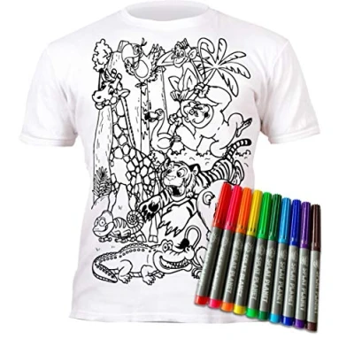 Afbeelding van Splat Planet Kleur in Ruimte T shirt met 10 niet giftige wasbare magische pennen binnen en was uit (3 4 jaar)