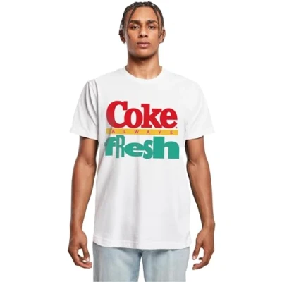 Afbeelding van Merchcode COCA COLA 90&#039;S LOGO Tshirt print, Heren, Maat: Small, White