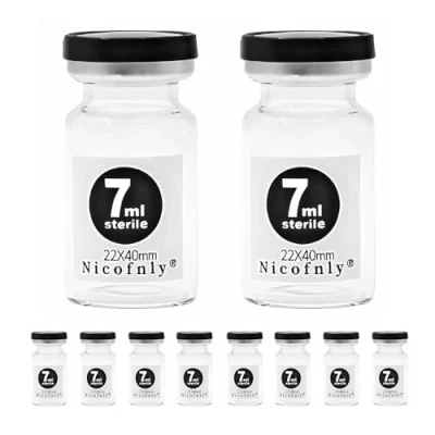 Afbeelding van Nicofnly steriele ampullen van 7 ml, lege flesjes met zelfherstellende injectie aansluiting en klapdeksel, steriel, 10 verpakkingen