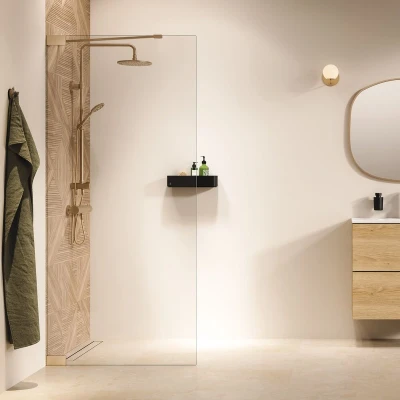 Afbeelding van Inloopdouche Sealskin Pure Type A3 100x200 cm Helder Glas Antikalk Geborsteld Goud