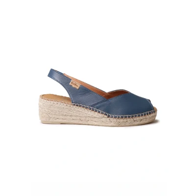 Afbeelding van TONI PONS Bernia P espadrilles met sleehak voor dames in peep toe stijl van leer., oceano, 38 EU