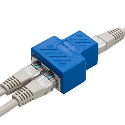 Afbeelding van COVVY RJ45 Splitter Connector Vrouwelijk naar Netwerk Adapter 1 2 Vrouwelijke Poort CAT 5/CAT 6 LAN Ethernet kabel Dual Socket (1 Stk, blauw)