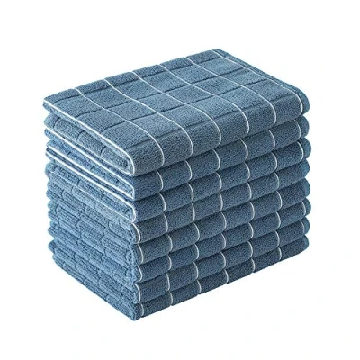 Afbeelding van Microvezel theedoeken zachte, super absorberende en pluisvrije keukenhanddoeken 8 stuks (Lattice ontworpen blauwe kleuren) 61,6 x 45,5 cm