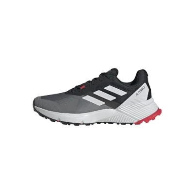 Afbeelding van adidas Heren Terrex Soulstride Trail Running Shoes, grey four/dash grey/pure ruby, 38 2/3 EU