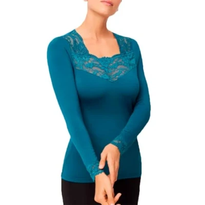 Afbeelding van Ysabel Mora Thermisch shirt met kant en lange mouwen, S