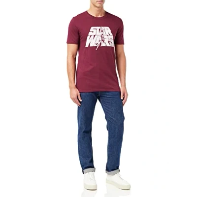 Afbeelding van Star Wars Heren Stencil Logo T shirt, Rood (Burgundy Blue), S