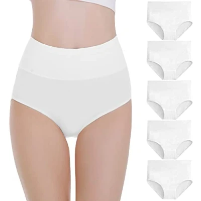 Afbeelding van Falechay Onderbroek Dames Hoge Taille Slip Katoen 5 Pack Wit L