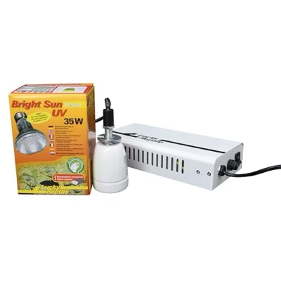 Afbeelding van Lucky Reptile Bright Sun UV Desert Complete Set 70 W metaaldamp lamp inclusief fitting en voorschakelapparaat Reptielen warmtelamp met hittebestendige keramische Terrarium accessoire