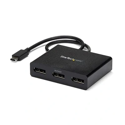 Afbeelding van StarTech.com USB C naar DisplayPort multi monitor video splitter 3 poorts MST hub