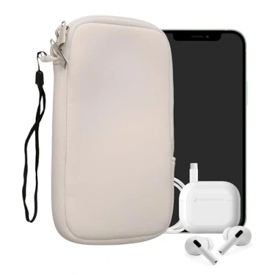 Afbeelding van kwmobile telefoontasje universeel voor L 6,5&quot; smartphones 16,5 x 8,9 cm Hoesje met rits en polslusje In wit