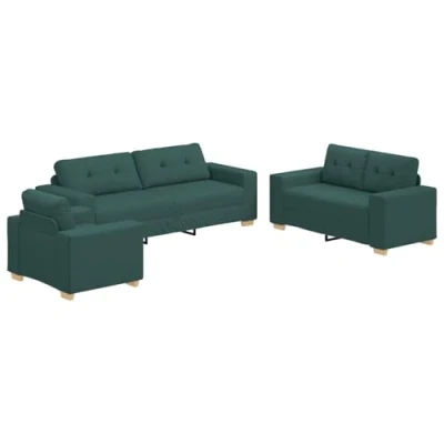 Afbeelding van vidaXL Set van 3 Donkergroen Stof en Hout Standaard Ergonomisch