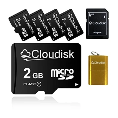 Afbeelding van Cloudisk Micro SD kaart met MicroSD adapter, kaartlezer, geheugenkaart, massaverkoop (2 GB), verpakking van 5 stuks