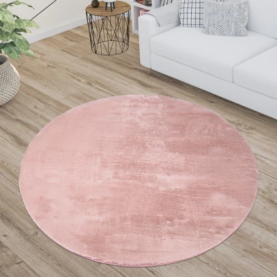 Afbeelding van Paradise Fluffy Vacht Vloerkleed Hoogpolig Roze Effen Tapijt 160 cm rond