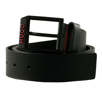 Afbeelding van HUGO Leren Riem Gelio B Red Sz40 Belt W120 Black Zwart