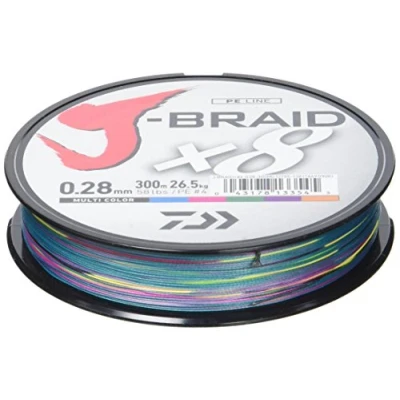 Afbeelding van Daiwa J Braid X8, multicolor, 0,28 mm, 26,5 kg / 58,0 lbs, 300 m, rond gevlochten vislijn, 12755 128