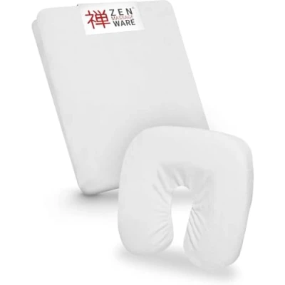 Afbeelding van Zen hoesset voor massagetafel en hoofdsteun pluizige badstof extra onderhoudsvriendelijk wasbaar 60 OEKO TEX 100 alle gangbare cosmetische tafels therapietafels (wit)