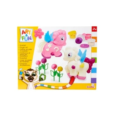 Afbeelding van Simba 106326016 Art and Fun kneedset eenhoorn, 4 x 50 g kneden, 2 eenhoorn vorm, accessoires, vanaf 3 jaar