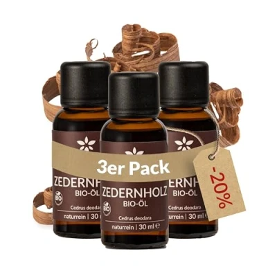 Afbeelding van Heldengrün© biologische cederhoutolie [100% natuurzuiver] cederolie uit duurzame Himalaya ceder echte cederhoutgeur etherische oliën cederhout 3 x 30 ml