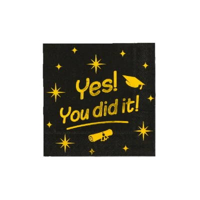 Afbeelding van Servetten You Did It! Goud Zwart Classy 33x33cm per 16 stuks