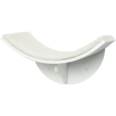 Afbeelding van PawHut Kattenligstoel, kattenbed, kattenrek, wandmontage, pluche kussen, wit, 41 x 28 21 cm