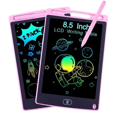Afbeelding van PERMUST 2 stuks lcd schrijfbord voor kinderen, 8,5 inch, tekenbord, toverbord, kleurrijk tekentablet schoolbord, speelgoed vanaf 3, 4, 5, 6 jaar, meisjes, jongens en volwassenen,