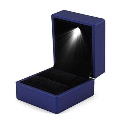 Afbeelding van Stijlvolle LED Light Up Ring Box Opbergkoffer Houder blauw