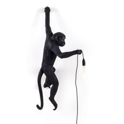 Afbeelding van Seletti Monkey Hanging links wandlamp buiten 37 x 20 75 cm Zwart