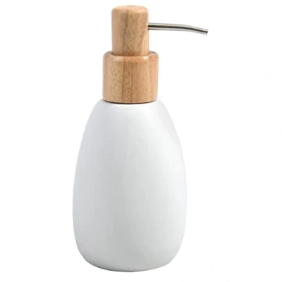 Afbeelding van Spirella zeepdispenser Sven met pomp vloeibare polyhars 300 ml duurzaam en robuust wit hout