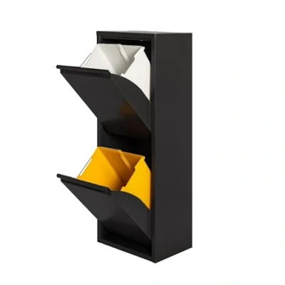 Afbeelding van WELL HOME MOBILIARIO &amp; DECORACIÓN vuilnisemmer en recycling, metaal, 2 vakken, x 17 l (34 l), matzwart