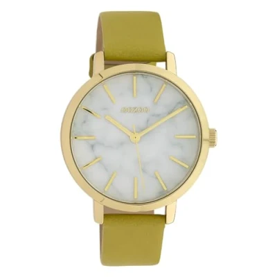 Afbeelding van OOZOO Timepieces Goudkleurige horloge met mosterd gele leren band C10113