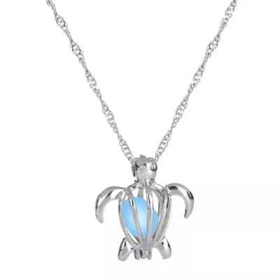 Afbeelding van Sparkolia Schildpad Ketting Glow in the Dark , blauw lichtgevende hanger