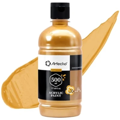 Afbeelding van Artecho Professionele Acrylverf, Goud 500ml Buizen, Kunst Ambachtelijke Verven voor Canvasschilderen, Steen, Hout, Stof, Kunstbenodigdheden Kunstenaars