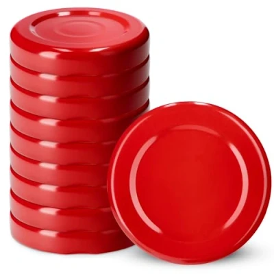 Afbeelding van KADAX Schroefdeksel fi43 mm, metalen twist off dekselset geschikt voor 40 ml potten, reservedeksel met 4 vergrendeltanden, deksel weckpotten, flessen en weckpotten (10 stuks, rood)