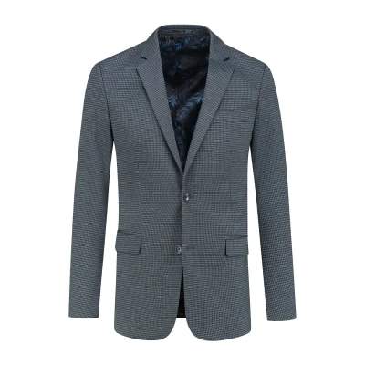 Afbeelding van GENTS Colbert miniruit blauw grijs 28