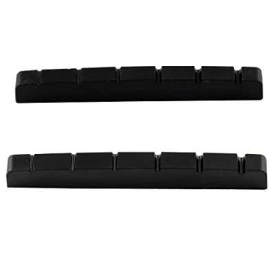 Afbeelding van Musiclily Pro Ureumhars Kunststof 42mm Slotted Topkam Strat Tele Platte Bodem voor 6 snarige Elektrische Gitaar Stratocaster/Telecaster,Zwart (2 Stuks)