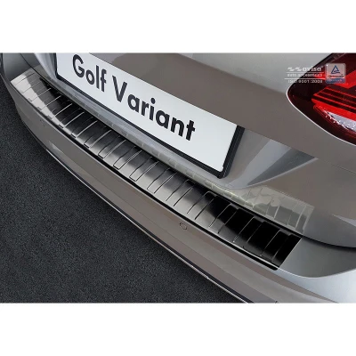 Afbeelding van Avisa Zwart RVS Achterbumperprotector passend voor Volkswagen Golf VII Variant Facelift 2017 2020 &#039;Ribs&#039;