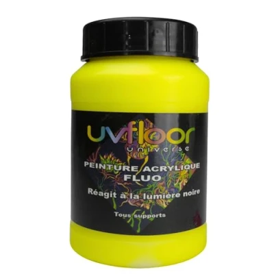Afbeelding van UV FLOOR Acrylverf, neongeel, speciaal zwart en ultraviolet licht, flitsend, vloeibaar ultra gepigmenteerd, fluorescerend, 250 ml