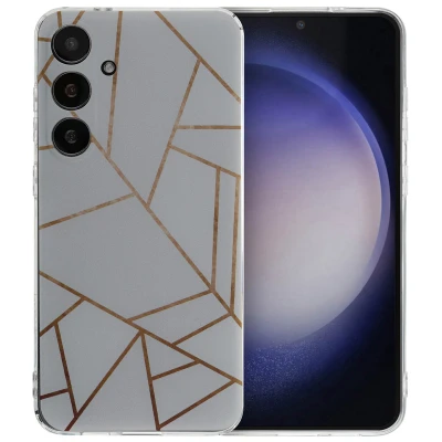 Afbeelding van Samsung Galaxy S24 Plus Hoesje Siliconen en TPU (zacht) iMoshion Softcase/Backcover White Graphic Telefoonhoesje