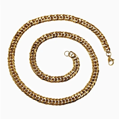 Afbeelding van 60cm x 9mm Cubaanse Ketting Unisex Stalen Goudkleur Schakelketting Halsketting