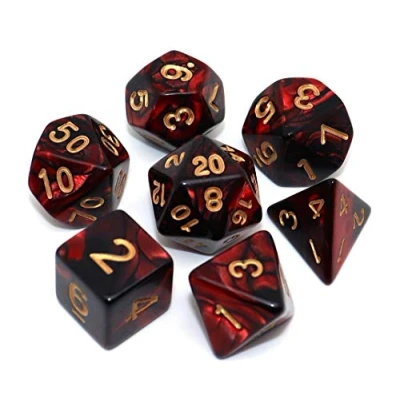 Afbeelding van DND dobbelstenen set rood zwart RPG voor kerker en draken D&amp;D MTG 7 sterven polyhedraal