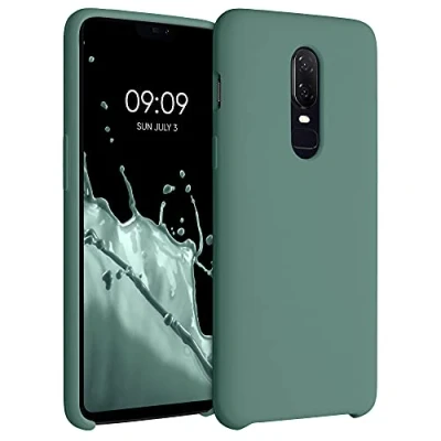 Afbeelding van kwmobile telefoonhoesje geschikt voor OnePlus 6 Hoesje met siliconen coating Smartphone case in dennengroen